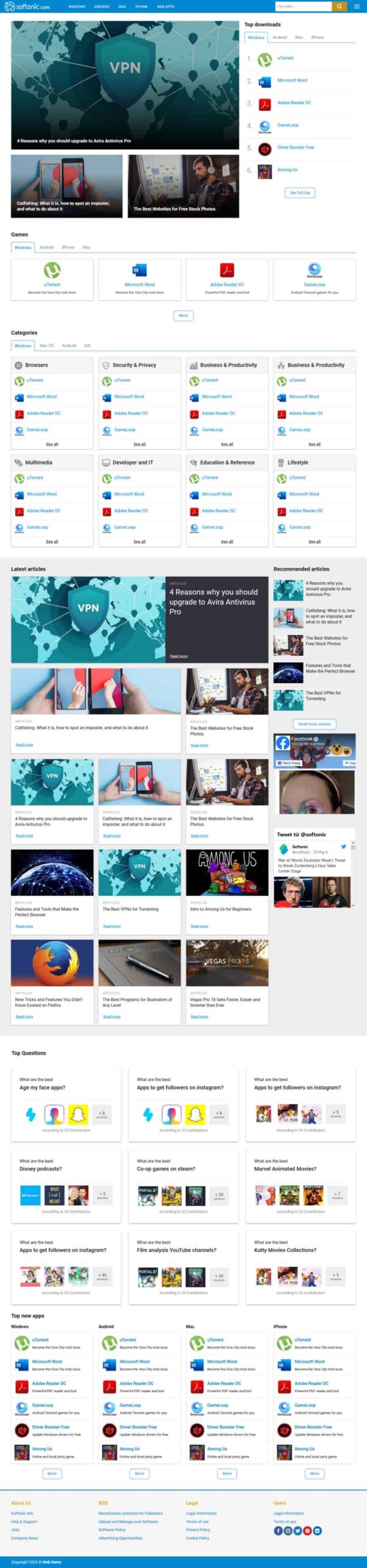 Theme wordpress web download phần mềm