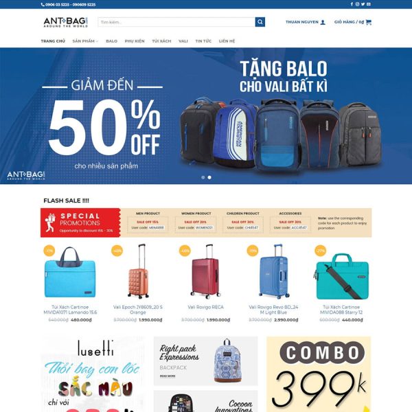 Theme WordPress bán balo