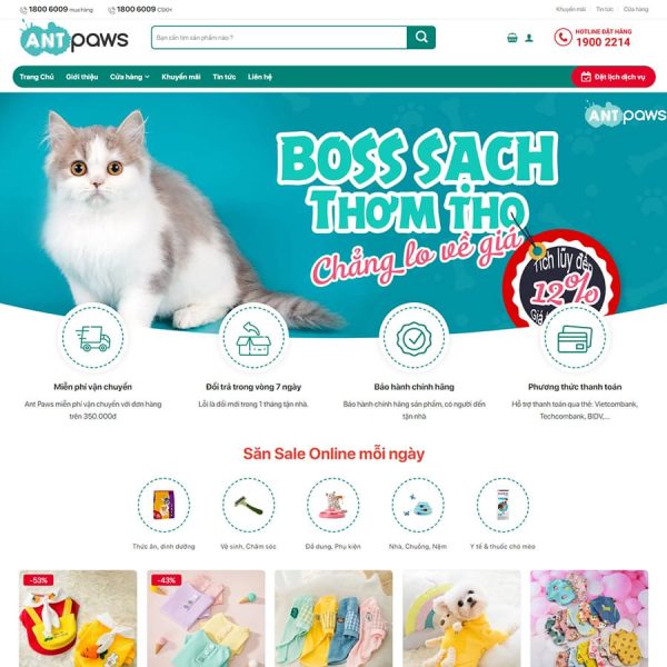 Theme wordpress bán dịch vụ thú cưng 1
