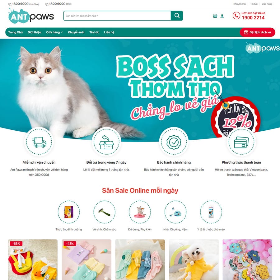 Theme wordpress bán dịch vụ thú cưng 1