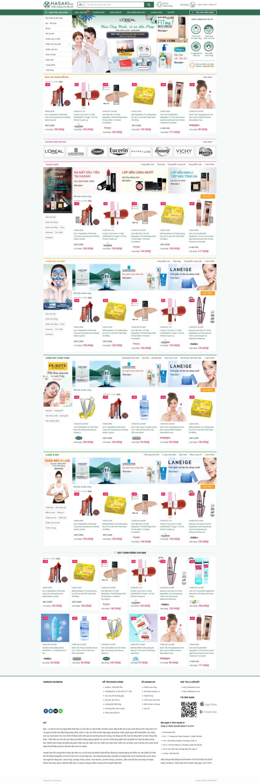 Theme wordpress bán mỹ phẩm đẹp giống Hasaki