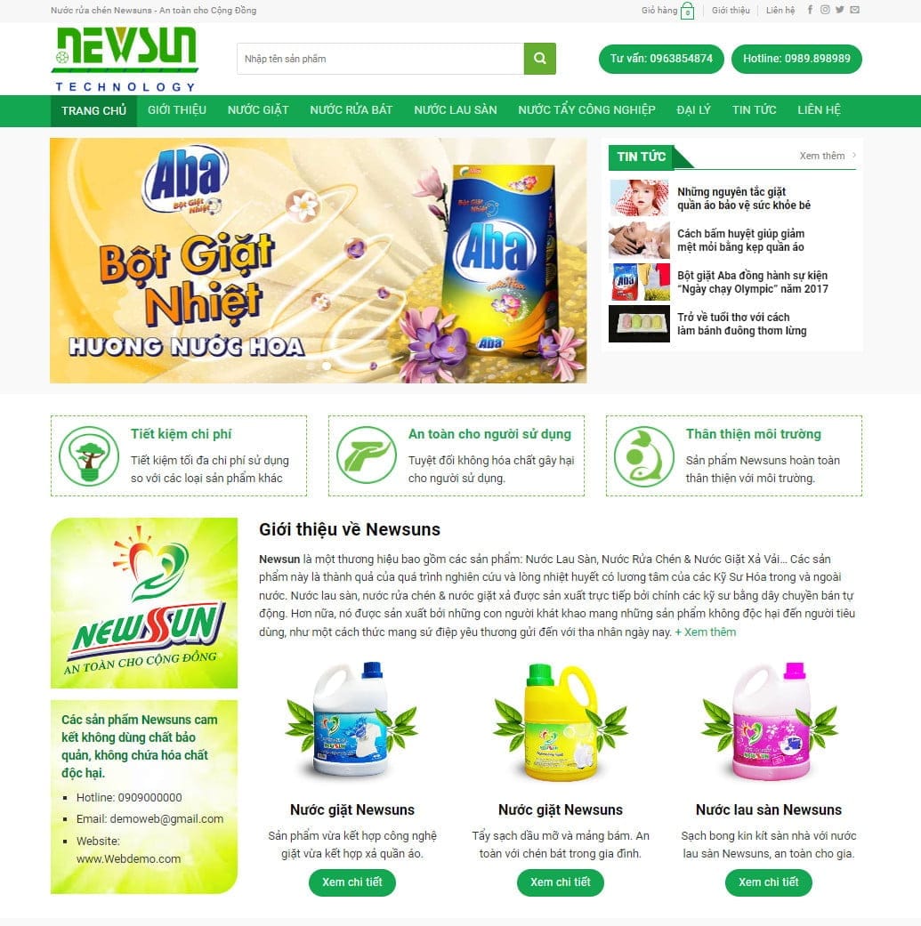 Theme wordpress bán nước giặt, bột giặt