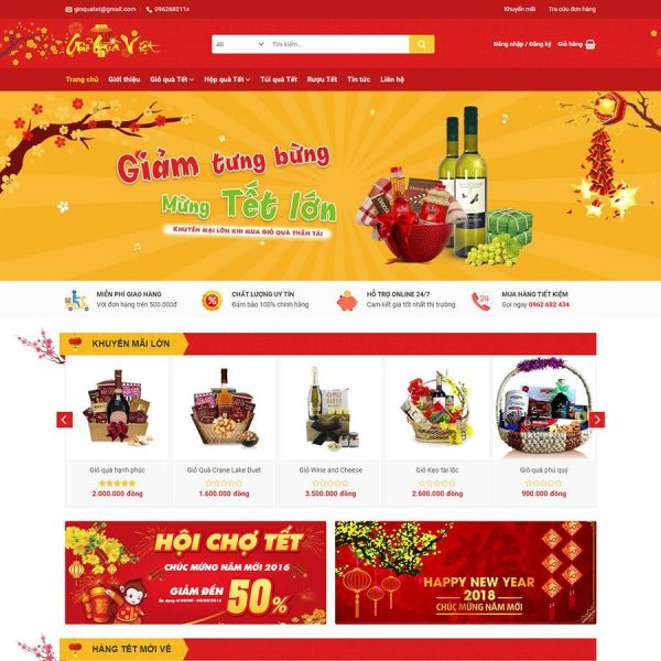 Theme wordpress bán quà tết – giới thiệu sản phẩm
