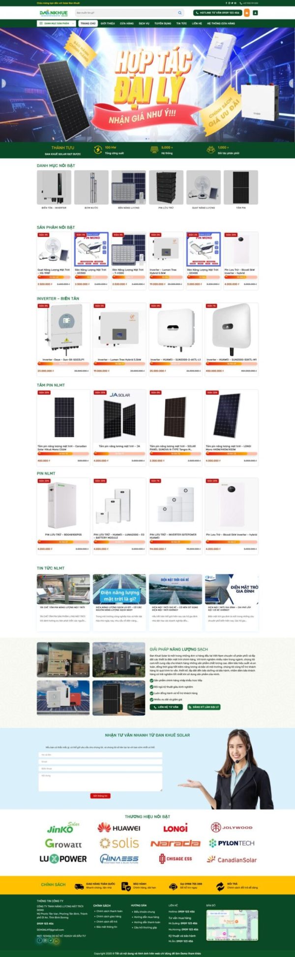 Theme wordpress công ty năng lượng mặt trời solar 4 tối ưu chuẩn Xanh