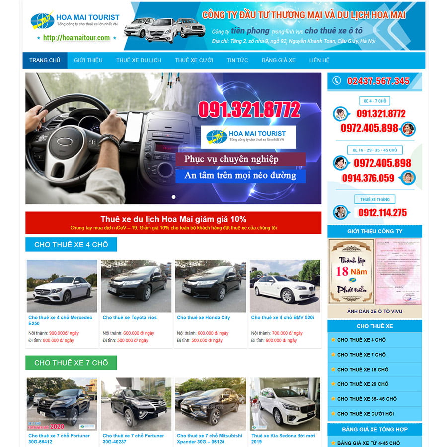 Theme wordpress dịch vụ thuê xe 02