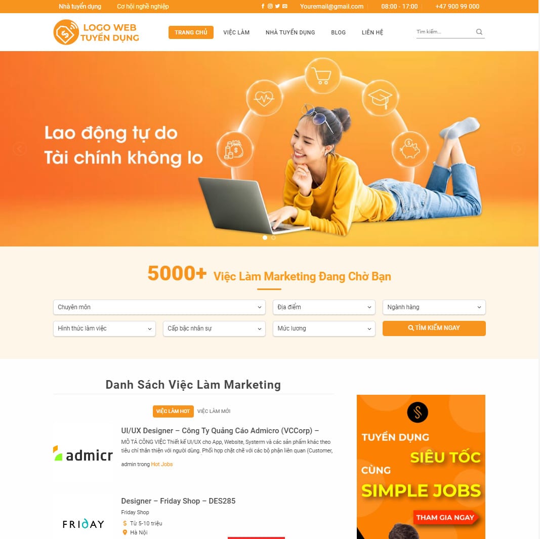 Theme wordpress tuyển dụng 01